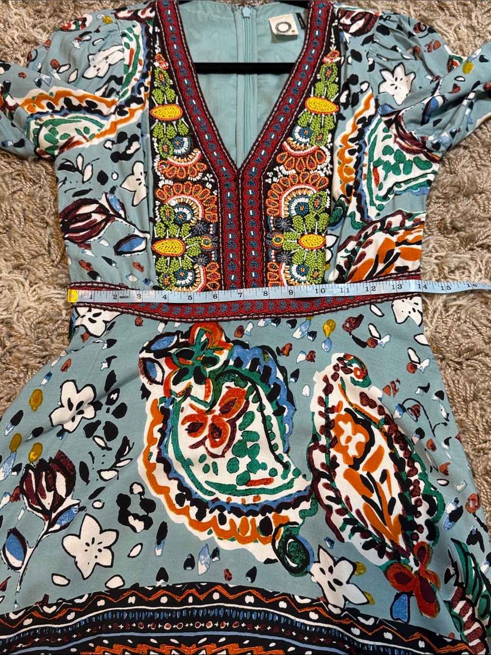 Akemi + Kin Anthropologie Beaded Boho V-Neck Mini Dress size 4 - Picture 13 of 16